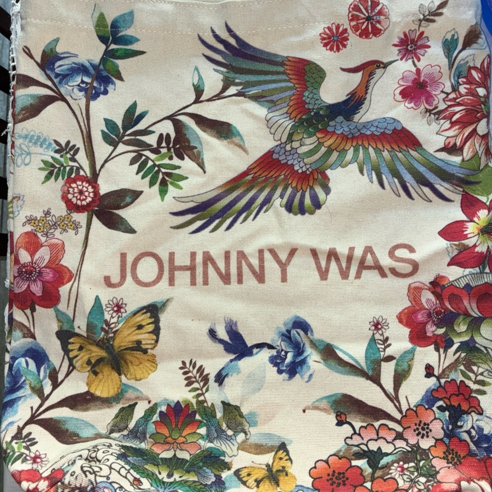 Johnny Was Multicolor Floral & Bird Canvas Tote